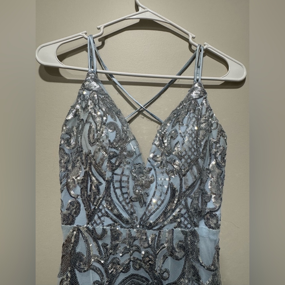 Elegant Silver Sequin prom dress